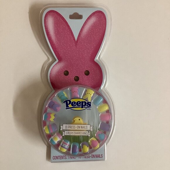 Peeps Collection” Set Of 3 Includes Girl Press On Nail Set, Lip Balms, Brush Set - Picture 3 of 8